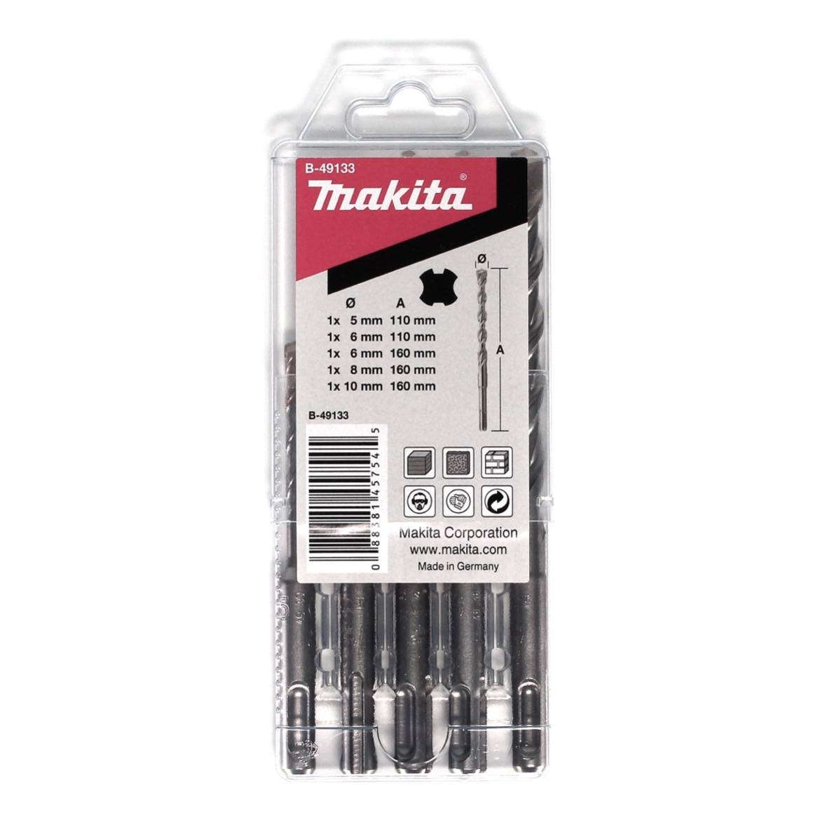 Makita SDS-VPlus Bohrer Set 5 teilig SDS-Plus Hammerbohrer ( B-49133 )-1