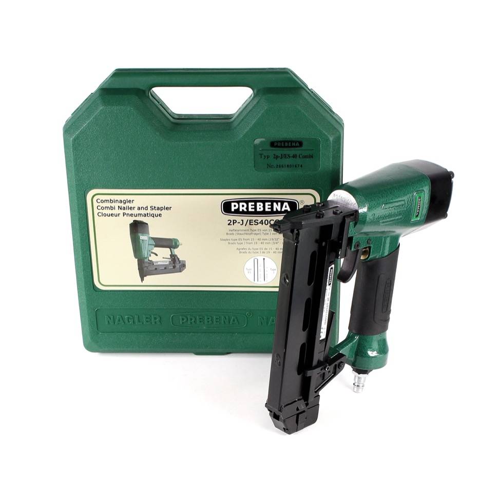 Prebena Druckluftnagler 2P-J/ES 40 COMBI 5 bis 7 Bar - im Transportkoffer-1