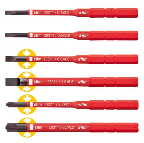 WIHA Wechselklingensatz slimBit Pack 6-teilig (Schlitz / +- Pozidriv)-0