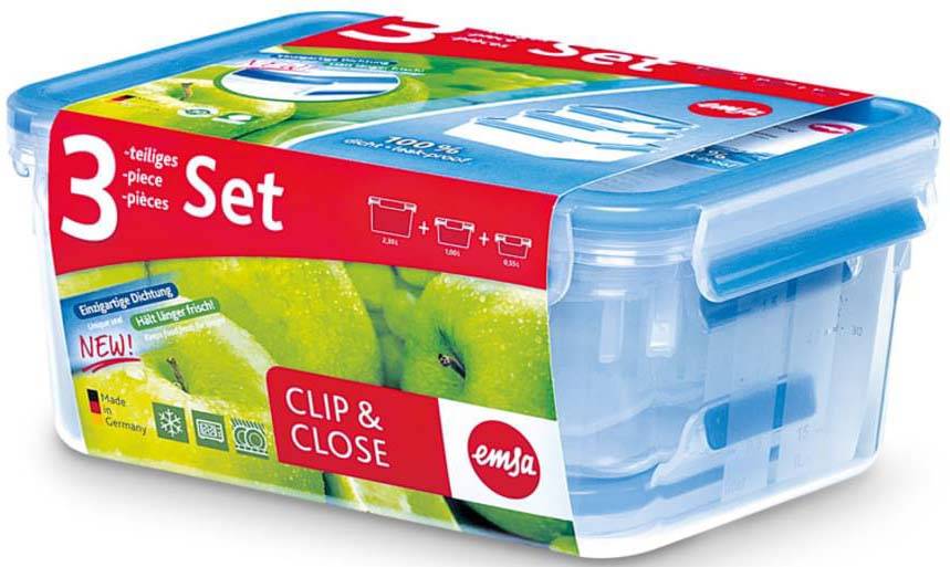 Emsa Frischhaltedosen-Set 0,55/1/2,3L CLIP CLOSE 3D 3ERSET-0
