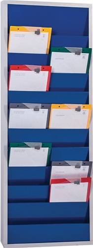 Planungstafel mit 10 Schienen zweireihig HxBxT 1280 x 554 x 74 mm blau. Eichner Organisation 17237549-0