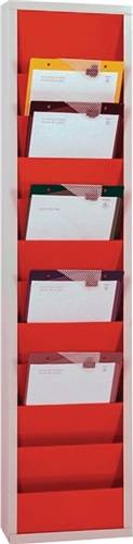 Planungstafel mit 10 Schienen einreihig HxBxT 1280 x 315 x 74 mm rot. Eichner Organisation 17233249-0