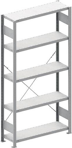 Steckregal H2500xB1000xT300mm Grundregal 6 Stahlböden Trgf.150kg lichtgrau META-0