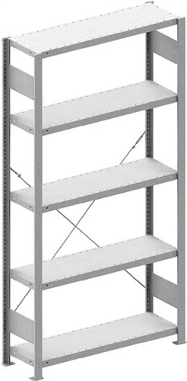 Steckregal H2500xB1000xT300mm Grundregal 6 Stahlböden Trgf.150kg lichtgrau META