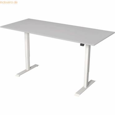 Sitz-/Stehtisch Move 1 elektr. höhenverstellbar bis 123cm BxT 180x80cm lichtgrau/weiß
