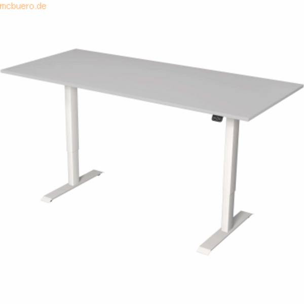 Sitz-/Stehtisch Move 1 elektr. höhenverstellbar bis 123cm BxT 180x80cm lichtgrau/weiß
