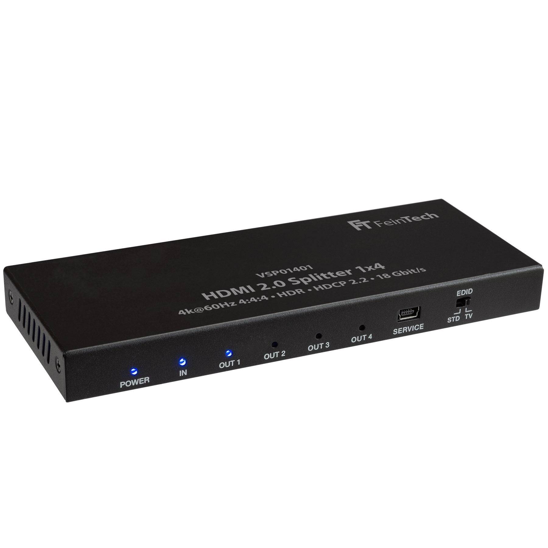 FeinTech VSP01401 HDMI 2.0 Splitter 1 In 4 Out mit Downscaler 4K-1