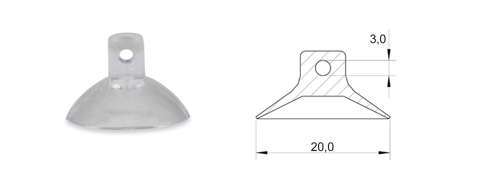 Haftsauger 20 mm - Weich-PVC, natur (klar) - emico-3