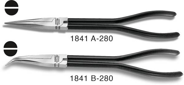 Hazet 1841B-280 Werkstatt Flachzange 45° gebogen Spezialstahl 280 mm