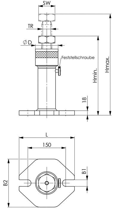 Schraubbock Nr.6438S Gr.710 schnellverst.H.450-710mm AMF-2