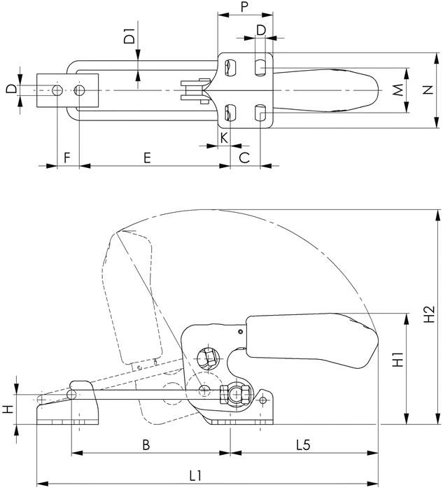 Verschlussspanner Nr.6848HNI Gr.2 horiz.AMF-2