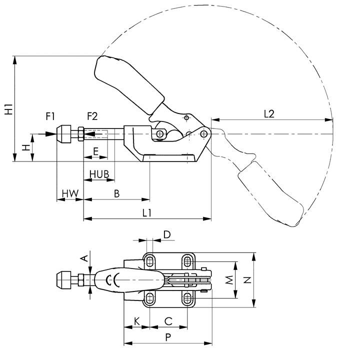 Schubstangenspanner Nr.6842 Gr.5 schwer,Druck-/Zugspanner AMF-2