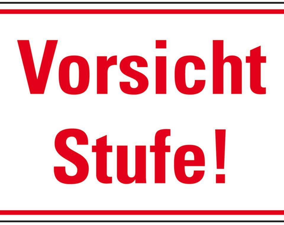 Türhinweisschild Vorsicht Stufe!, Kunststoff, 300x200mm-0