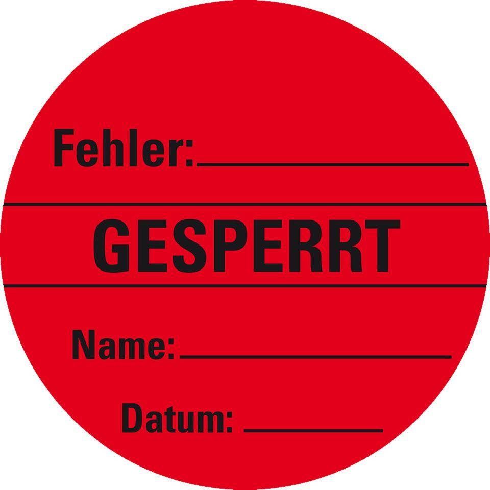 Organisationsetikett Gesperrt, rot, Haftpapier, ablösbar, Ø 60mm, 500/Rolle-0