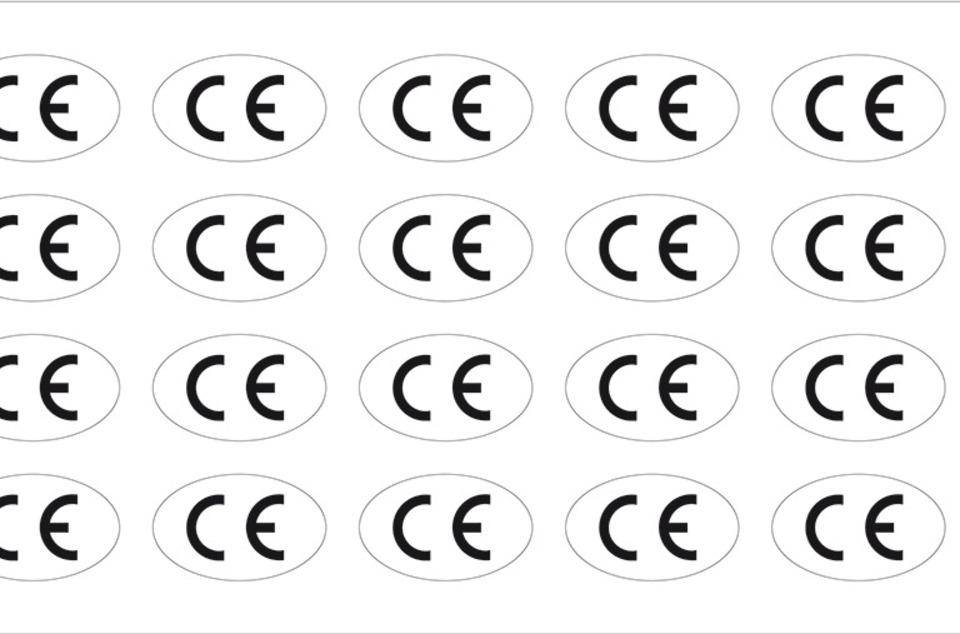 CE-Zeichen, oval, RoHS konform, weiß/schwarz, Folie, selbstklebend, 26x16mm, 20/Bogen-0