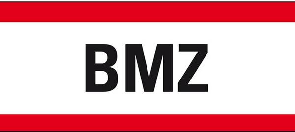 Feuerwehrschild BMZ, Folie, selbstklebend, 297x105mm, DIN 4066