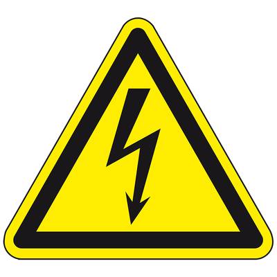 Warnschild Warnung vor elektrischer Spannung, Folie, SL 25mm, 500/Rolle, ASR A1.3, DIN EN ISO 7010 W012