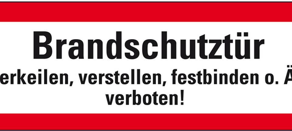 Feuerwehrschild Brandschutztür verkeilen, verstellen..., Folie, 210x74mm, DIN 4066-0