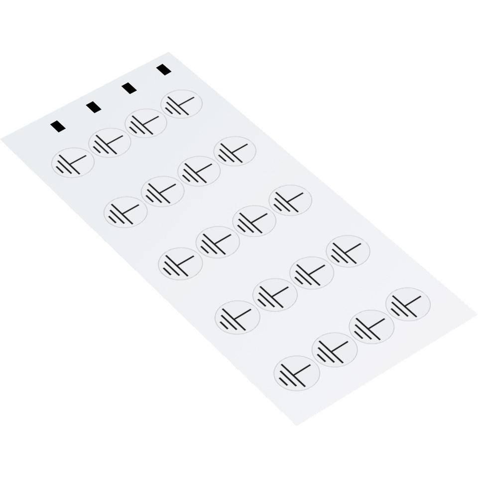 Leiterkennzeichen Erde, RoHS-konform, Folie, selbstklebend, Ø 12,5mm, 20/Bogen, DIN EN 60445 / IEC 60417-1