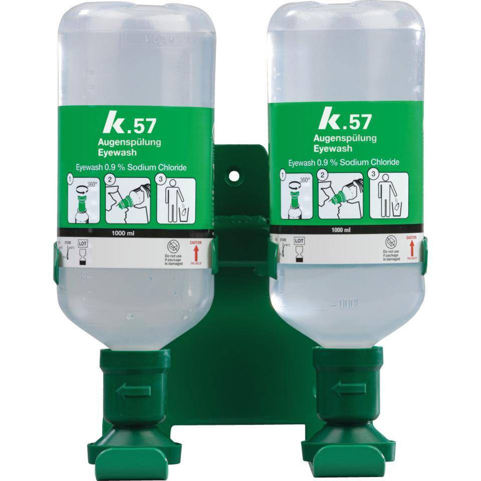 K.57 Augenspülstation mit Doppelhalterung, zur Wandmontage, 2x1000ml/Flasche-1