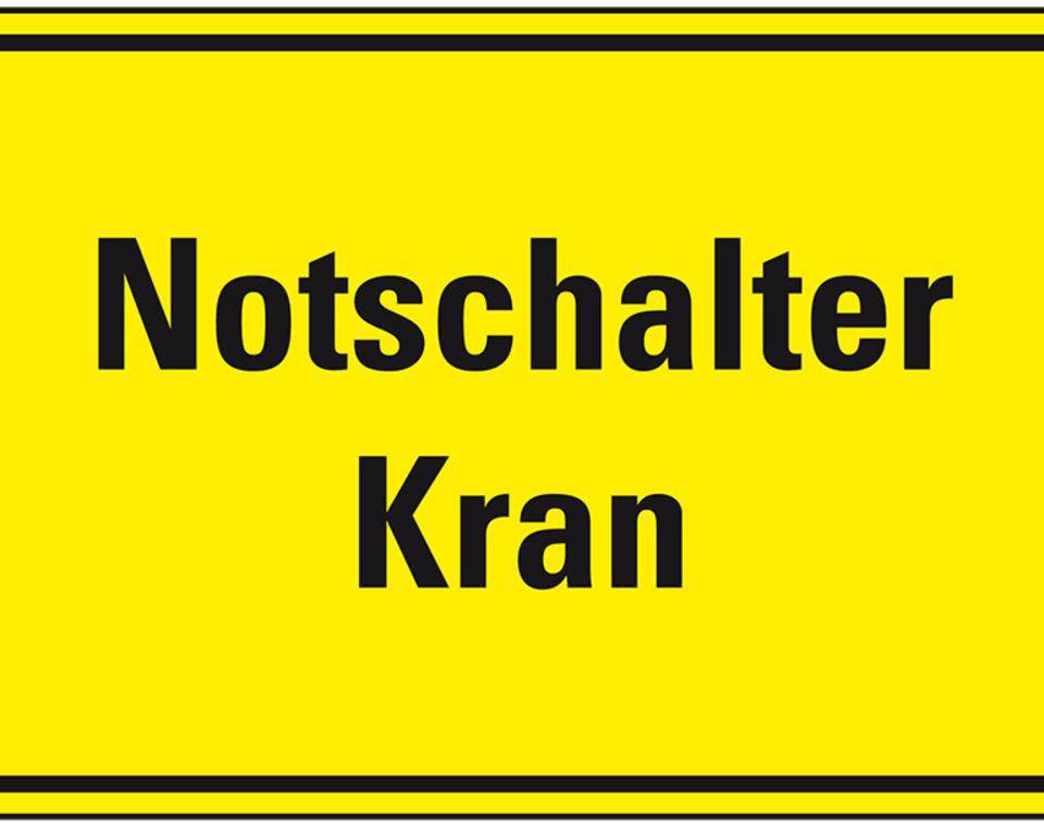 Hinweisschild Notschalter Kran, Folie, 150x100 mm-0
