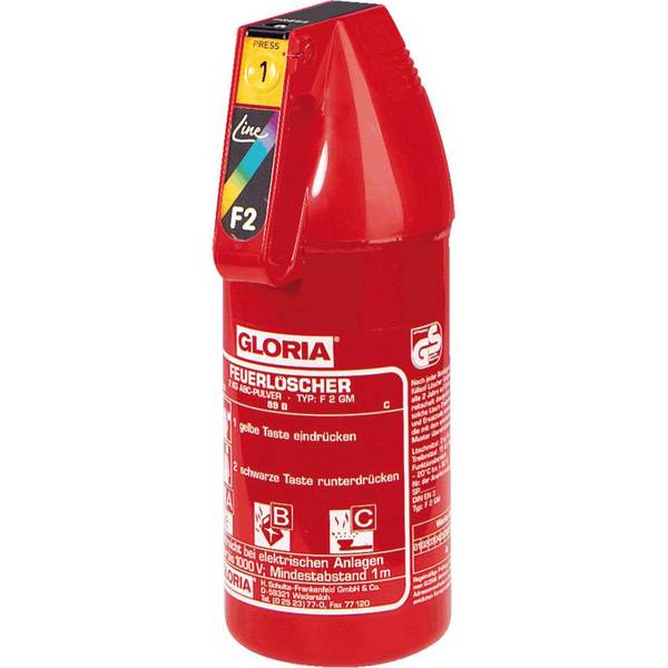 KFZ-Pulverfeuerlöscher 2kg m.Dauerdruck Brandkl.13 A 89 B C o.Manom.+Halt.GLORIA