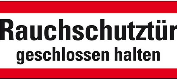 Feuerwehrschild Rauchschutztür geschlossen halten, doppelseitig,Folie, 210x74mm, DIN 4066