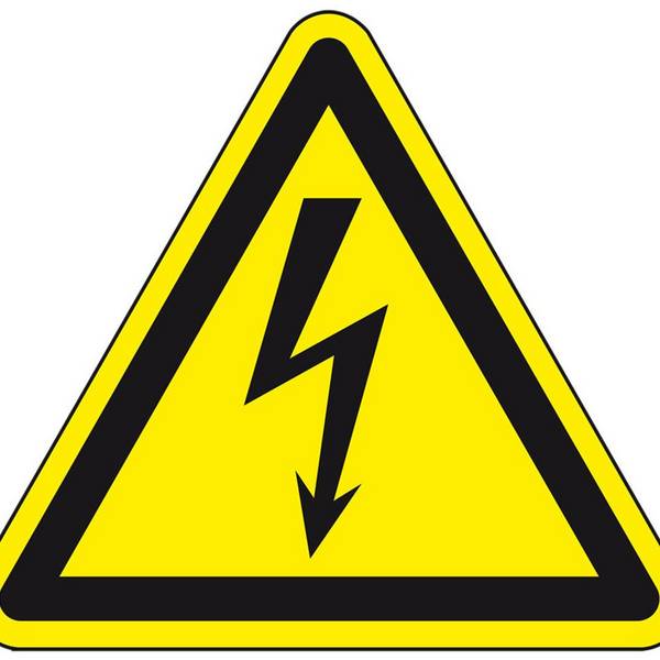 Warnschild Warnung vor elektrischer Spannung, Folie, selbstklebend, SL 12,5mm, 100/Rolle, ASR A1.3, DIN EN ISO 7010 W012