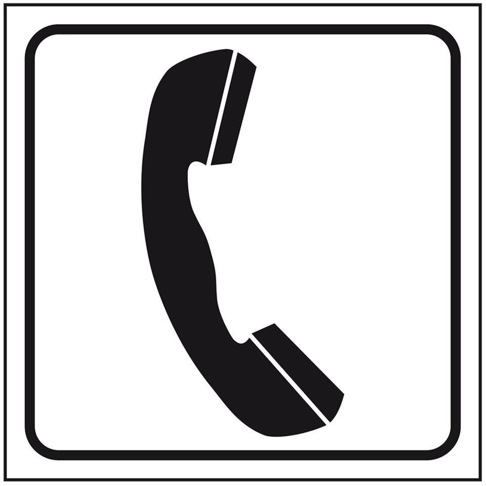 Standard Piktogramm Telefon, weiß/schwarz, Folie, selbstklebend,150x150mm-0