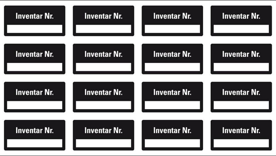 Inventaretikett Inventar Nr., einzeilig, schwarz, Dokumentenfolie, 40x20mm, 16/Bogen-2