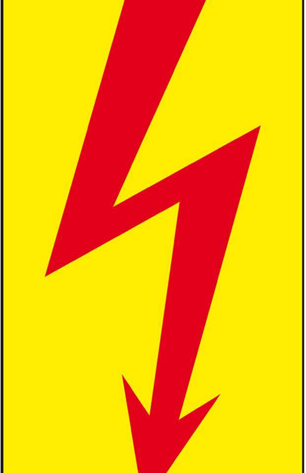 Warnschild Blitzpfeil, praxisbewährt, rot, Folie, selbstklebend,50x100mm-0