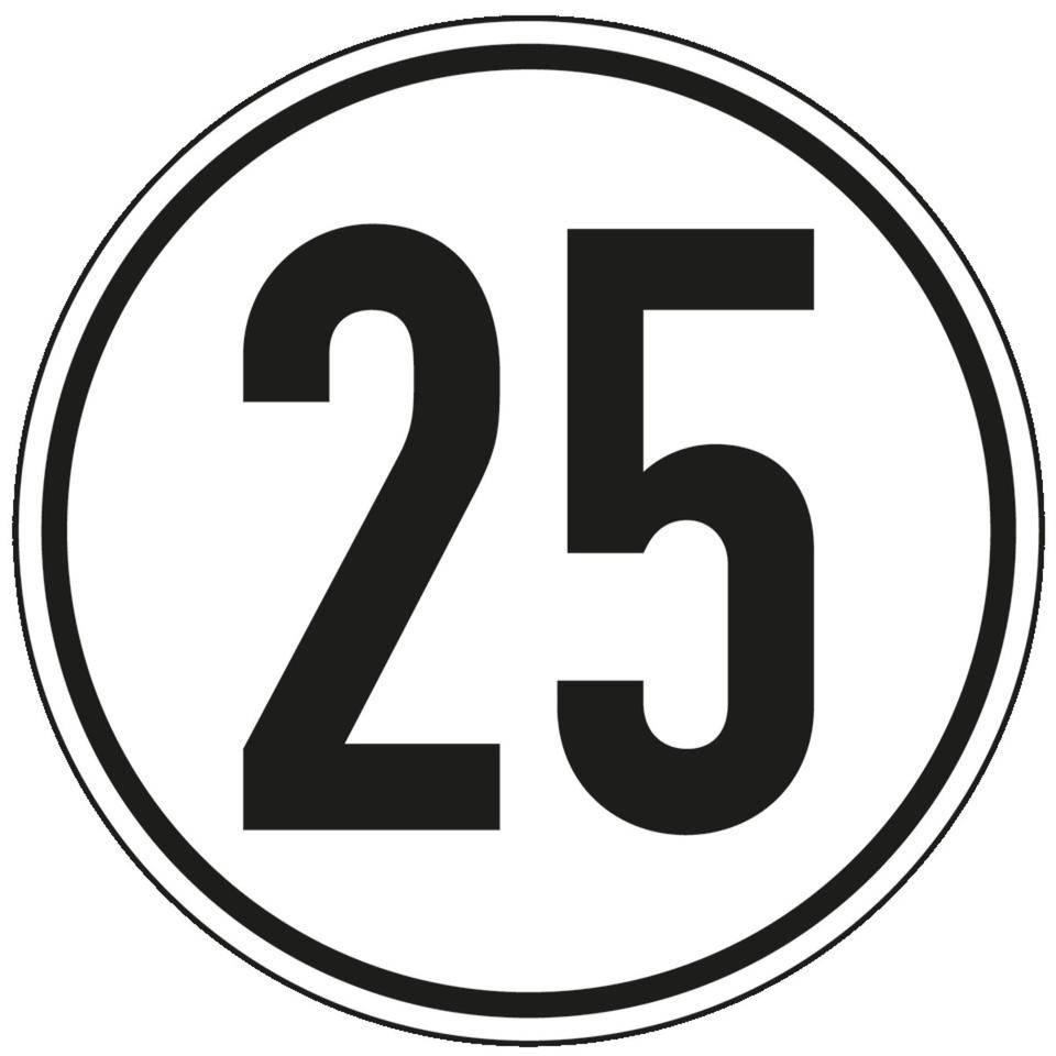 Geschwindigkeits-Schild 25 km/h, StVZO § 58, Folie, selbstklebend, Ø 200mm-0