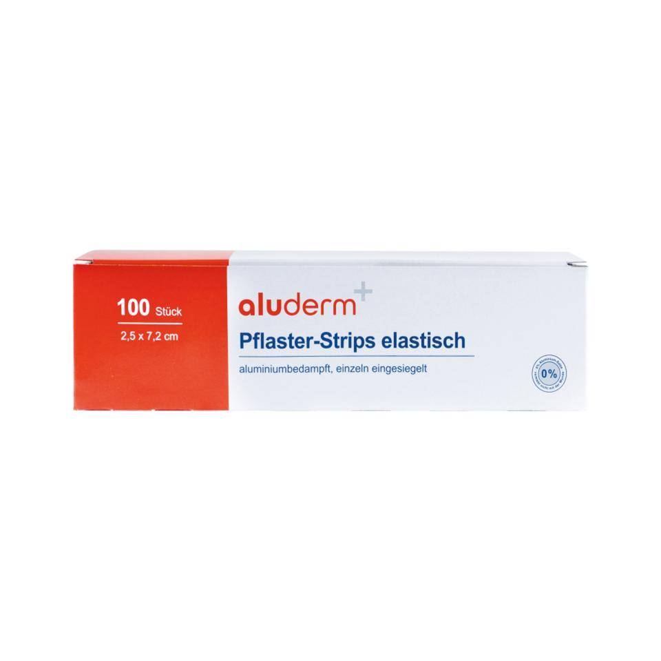 aluderm Pflaster-Strips, weiß, Polyestervlies, 7,2x2,5cm, 100/VE-0