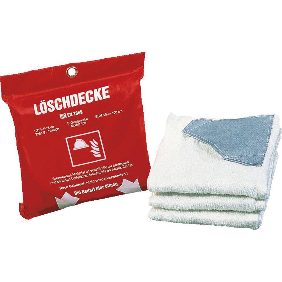 Feuerlöschdecke, gemäß EN 1869, mit 2 Handgrifftaschen, Glasfasergewebe, 1600x1800mm, Lieferung im Beutel-0