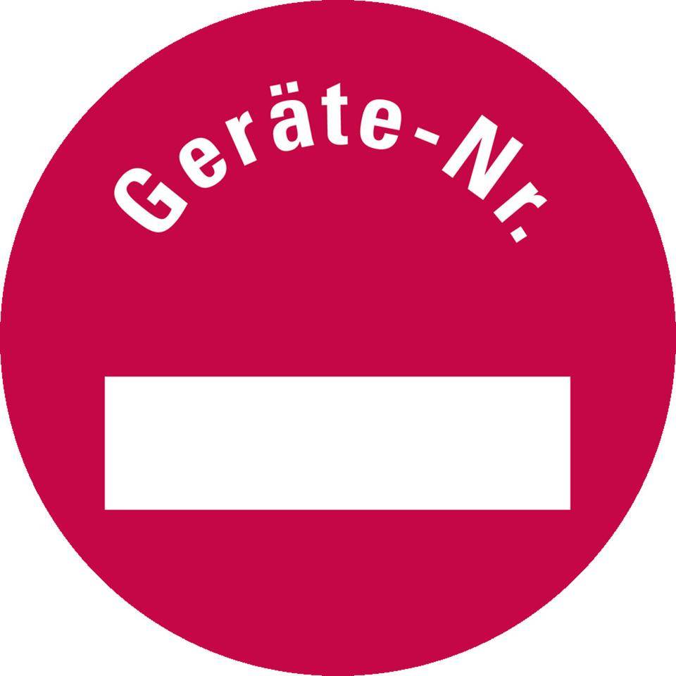 Inventaretikett Geräte-Nr., rot, Dokumentenfolie, selbstklebend,Ø 30mm, 18/Bogen