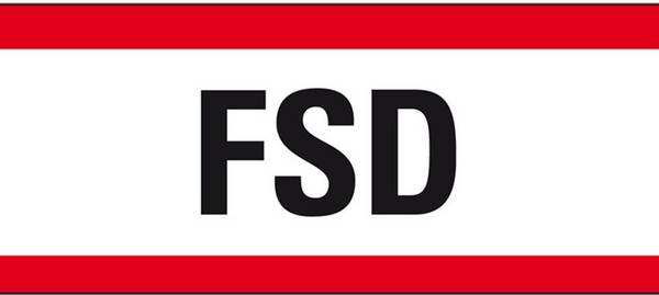 Feuerwehrschild FSD, Folie, selbstklebend, 297x105mm, DIN 4066