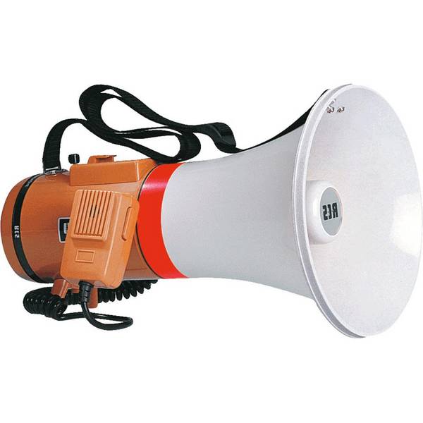 Schultermegafon Typ C, mit Sirene, max. 25 W, weiß/hellbraun, Kunststoff, 2,4kg