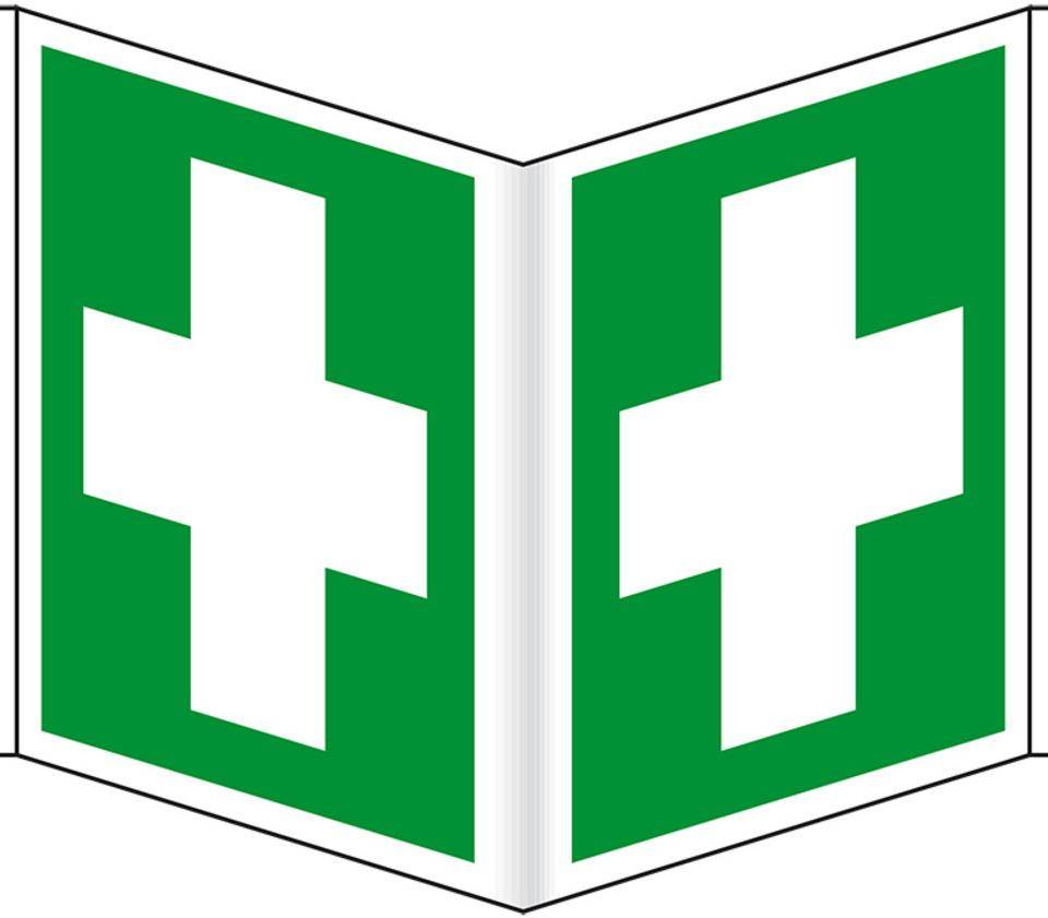 Rettungs-Nasenschild Erste Hilfe, Kunststoff, 200x200mm, ASR A1.3, DIN EN ISO 7010 E003-0