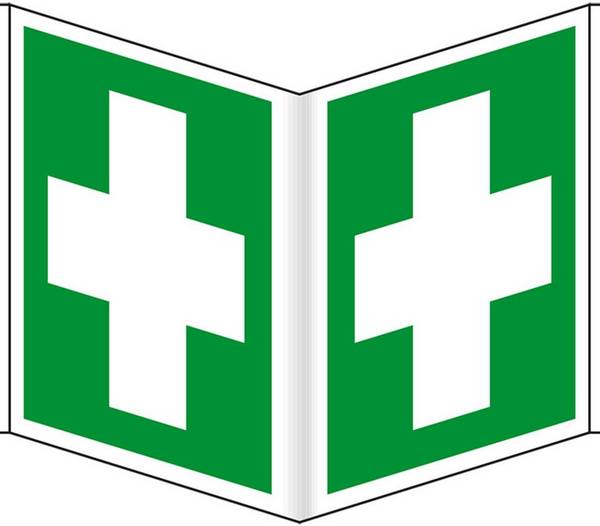 Rettungs-Nasenschild Erste Hilfe, Kunststoff, 200x200mm, ASR A1.3, DIN EN ISO 7010 E003
