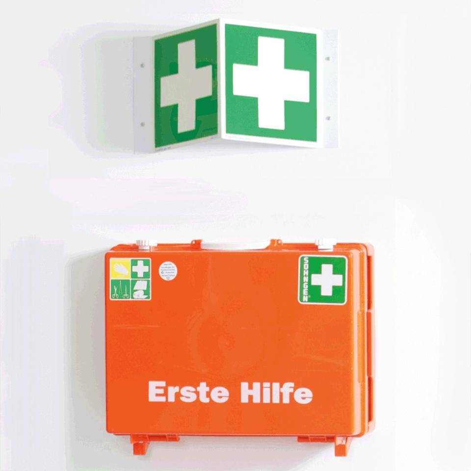 Rettungs-Nasenschild Erste Hilfe, Kunststoff, 200x200mm, ASR A1.3, DIN EN ISO 7010 E003-1
