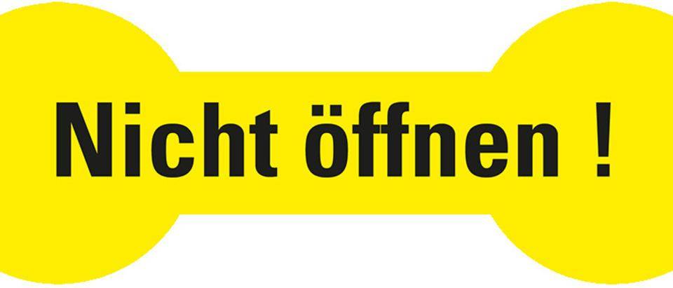 Sicherheitssiegel Nicht öffnen!, RoHS-konform, gelb, Haftpapier,20x60mm, 12/Bogen-0