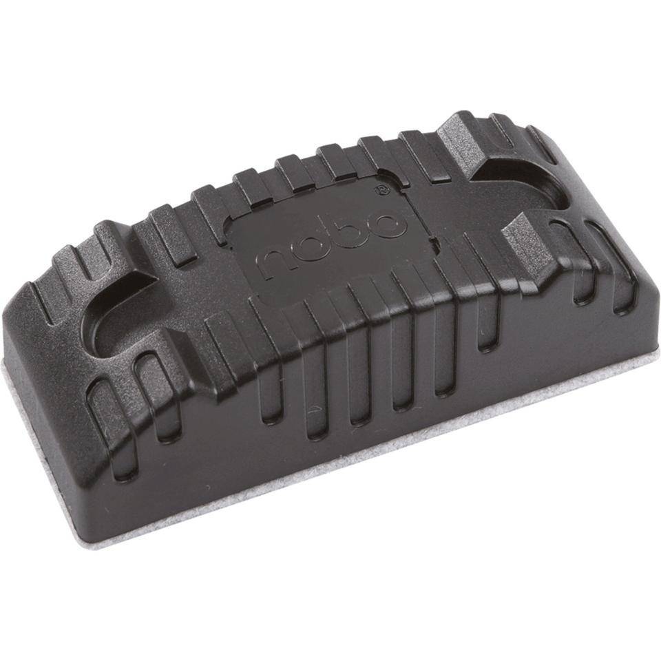 nobo Tafelwischer, magnetisch, schwarz, Kunststoff, Löschfilztuch auswechselbar-0