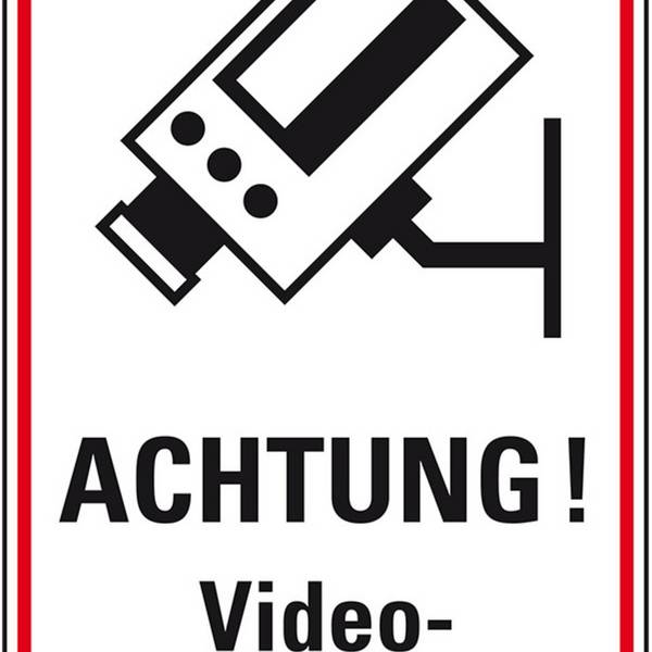 Hinweis-Kombischild Achtung! Videoüberwachung, Kunststoff, 200x300mm