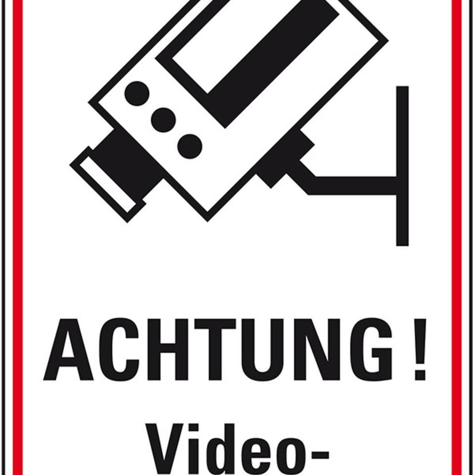 Hinweis-Kombischild Achtung! Videoüberwachung, Kunststoff, 200x300mm-0