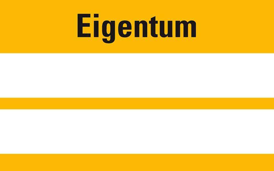 Inventaretikett Eigentum, gelb, Dokumentenfolie, selbstklebend, 60x30mm, 9/Bogen-0