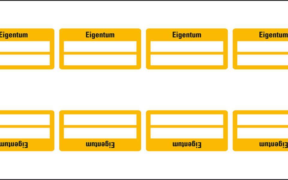 Inventaretikett Eigentum, gelb, Dokumentenfolie, selbstklebend, 60x30mm, 9/Bogen-1