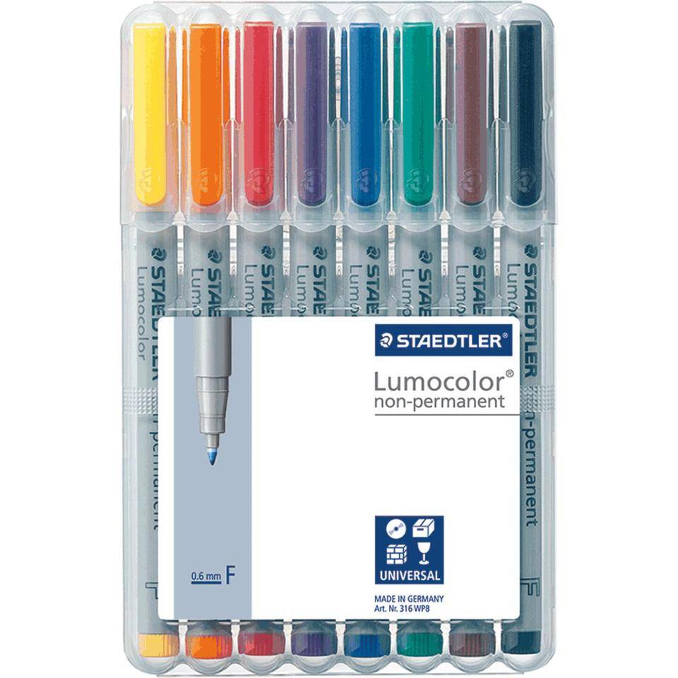 STAEDTLER Lumocolor non permanent 316, 8 Farben in praktischer Kunststoffbox-0