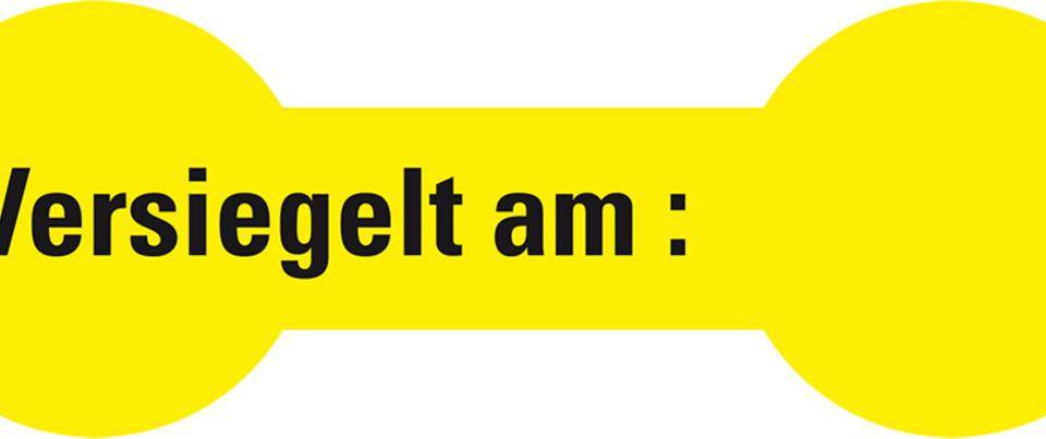 Sicherheitssiegel Versiegelt am:..., RoHS-konform, gelb, Haftpapier, 60x20mm, 12/Bogen-0