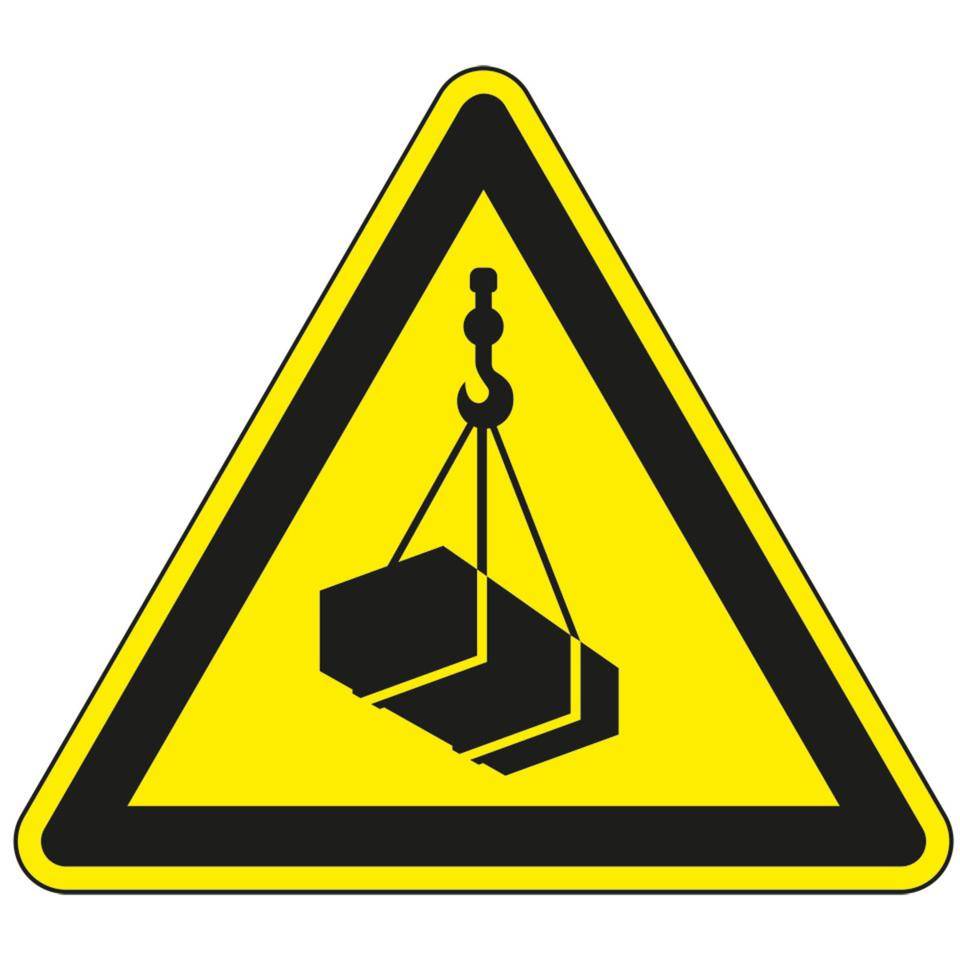 Warnschild Warnung vor schwebender Last, Kunststoff, SL 200mm, ASR A1.3, DIN EN ISO 7010 W015-0