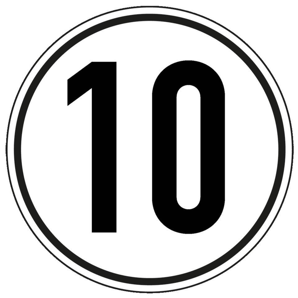 Geschwindigkeits-Schild 10 km/h, StVZO § 58, Folie, selbstklebend, Ø 200mm-0